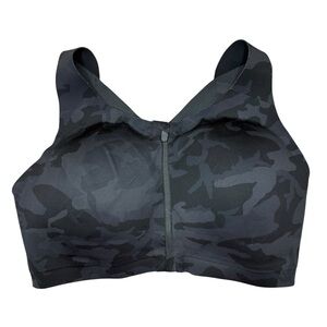 Lululemon Enlite bra zip front in a black camouflage pattern 36E
